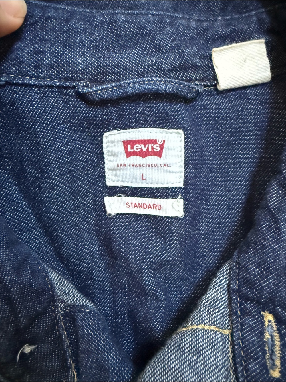 Levi's Barstow Western Denim Shirt Dark Blue Men's Large Pearl-Snap Button-Up - Picture 8 of 12